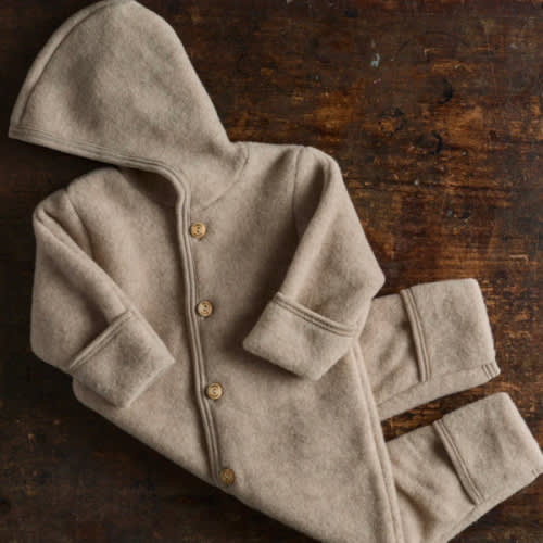 Baby Merino Wool Fleece Suit - Sand