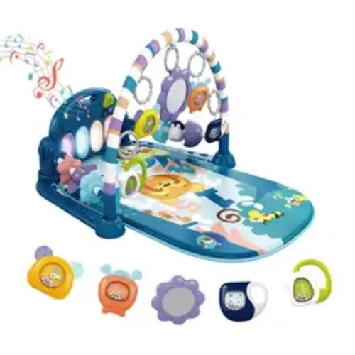 dearlomum Baby Play Mat Baby Gym with Piano Design 5 Sensory Toys Music Lights Blue Gift for Newborn Boys Girls - TikTok Shop