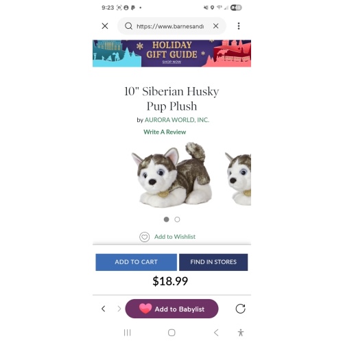 10" Siberian Husky Pup Plush by AURORA WORLD, INC. | Barnes & Noble®