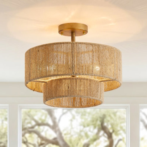 Kingstown Rope 2-Tier Drum Semi Flush Mount Ceiling Lights | Wayfair