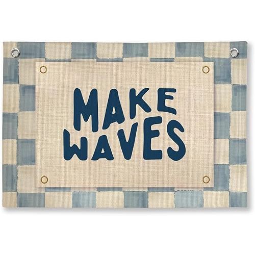 Coastal Room Wall Decor,Making Waves Canvas Banner Beach Kids Toddler Nursery Room Decor,Surf Nursery Decor Wall Hanging Banner 20x30 Inch