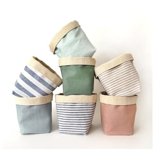 Linen & Canvas Fabric Basket | Reversible Storage and Organizer Bin | Home Decor Plant Basket | 4 Sizes to Choose From