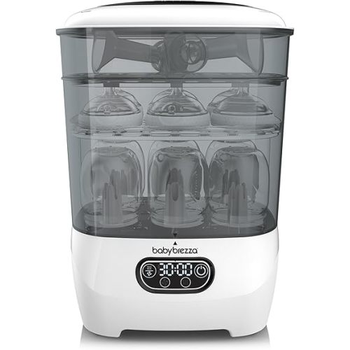 Baby Brezza Bottle Sterilizer and Dryer Advanced – 33% Faster - Largest Capacity Steam Sanitizer - Universal Sterilization Machine for All Bottles + Pump Parts - HEPA Air Filter