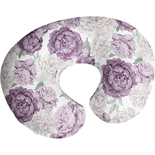 Sweet Jojo Designs Lavender Purple Boho Shabby Chic Floral Girl Nursing Pillow Cover Baby Breastfeeding Slipcover Infant Newborn Nursery Bottle Breast Feeding Pillowcase (Pillow NOT Included) Bohemian