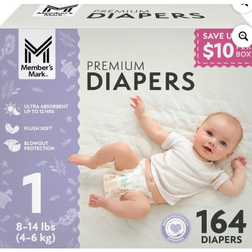 Member's Mark Premium Baby Diapers, Sizes Newborn - 8 - Samsclub.com