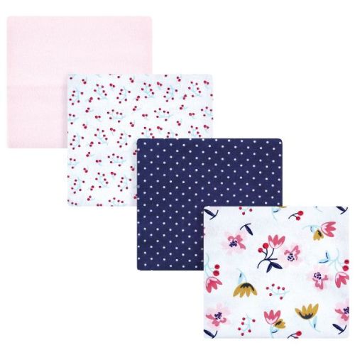 Hudson Baby Infant Girl Cotton Flannel Receiving Blankets, Fall Flowers, One Size
