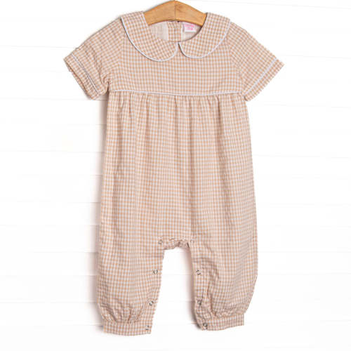 Jude Romper, Tan Gingham – Stitchy Fish