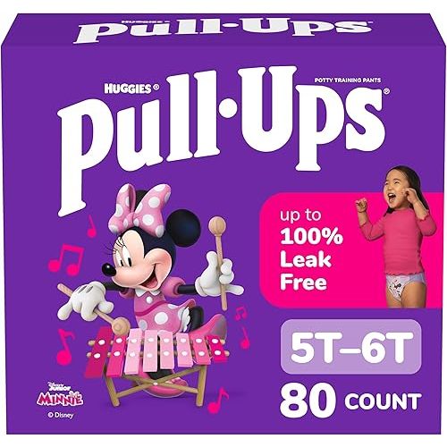 Pull-Ups Girls' Potty Training Pants, Size 5T-6T Training Underwear (46+ lbs), 80 Count (2 Packs of 40)
