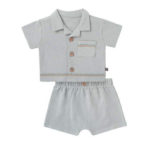 Modern Moments by Gerber Baby Boy Button Down Shirt and Short Outfit Set, 2-Piece, 0/3 Months - 24 Months