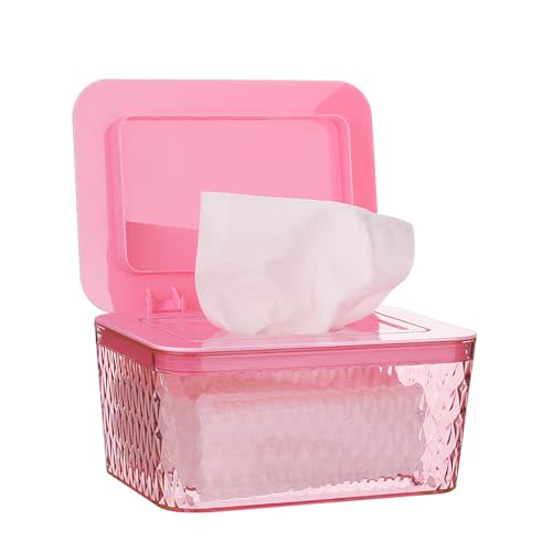 Wipes Dispenser, One-Handed Operation Wipe Holder for Baby & Adult, Seal-Designed Wipes Container for Bathroom Keep Diaper Wipes Fresh (Pink)