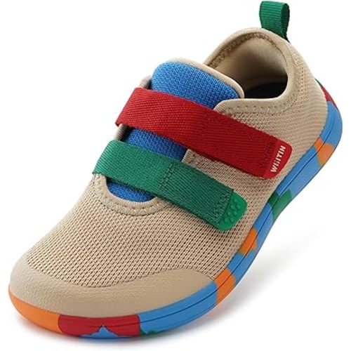 WHITIN Toddler/Little Kid Wide Barefoot Shoes - Khaki Multi, Size 8