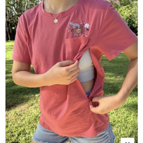Embroidered Flower Pocket Nursing T-shirt – Giftifymama