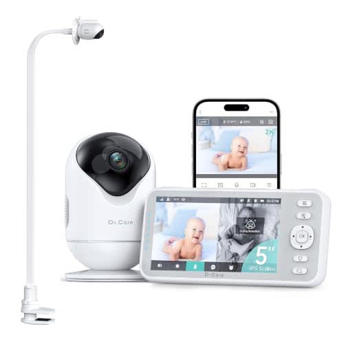 Dr.Care VistaView 5" 1080P Smart WiFi Baby Monitor with Camera ＆ Clip Mount | 2K HD Camera, App Control, Cry & Motion Alerts, Triple Security, Night Vision, 5000mAh Battery, 2-Way Talk, Multi-User