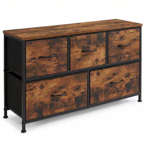 Alvantor Tall Dresser Fabric Storage Tower ,Wooden Top for Kid Room, Closet, Entryway, Nursery