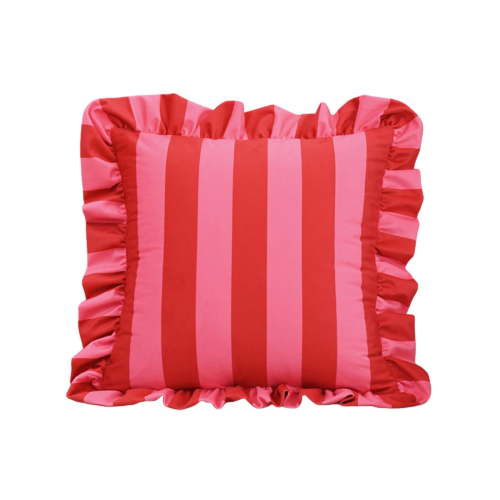 dgysar Striped Dutch Velvet Pillow Cover, 18x18 Inch Soft Ruffle Edge Cushion Case for Bed, Sofa, Car, Home Decor, No Insert Hot Pink 18x18 in