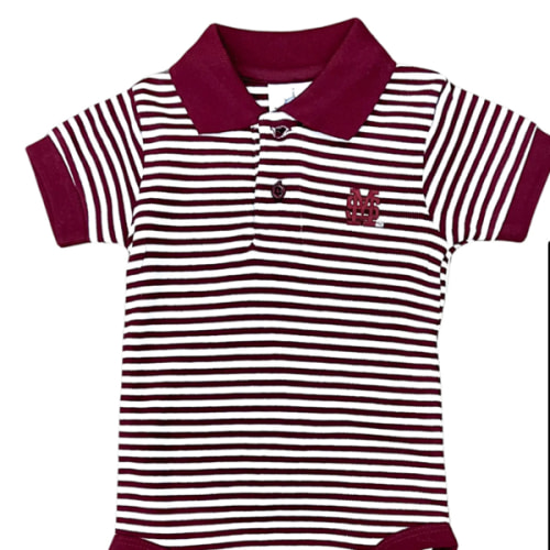 Baseball MS Striped Polo Onesie – Maroon & Co