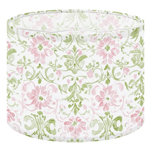Lamp Shades Floral Watercolor Pink Green Blossoms Vintage, 13" x 10" Lampshade