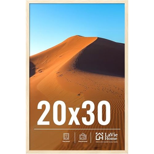 LaVie Home 20x30 Picture Frame for Wall Display, 20x30 Picture Frame Oak with HD Plexiglas, 20 x 30 Poster Frame 1 Pack, Display Frame for Vertical or Horizontal, Classic Collection