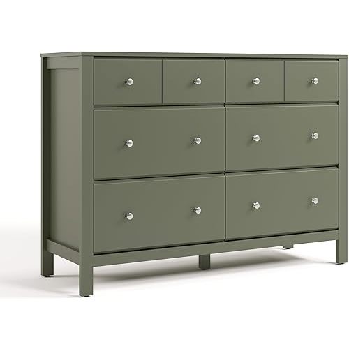 Storkcraft Horizon 6 Drawer Dresser (Olive) – GREENGUARD Gold Certified Dresser for Nursery & Kids’ Room, Modern Storage with Interlocking Drawer System