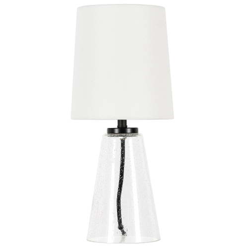 Evelyn&Zoe Quimby 15.75" Tall Mini Lamp with Fabric Shade, Seeded Glass/White