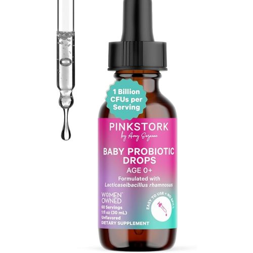 Pink Stork Baby Probiotic Drops, Newborn, Infant & Toddler Probiotics to Help Aid Digestion and Constipation Support, Newborn Essentials - 1 fl oz, 2 Month Supply