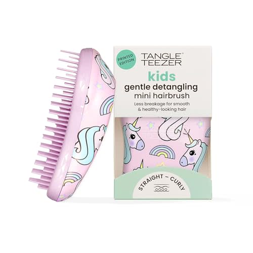 Tangle Teezer Original Detangler Brush, Dry & Wet Travel Size Mini Hair Brush, for Kids & All Hair Types, Unicorn Magic
