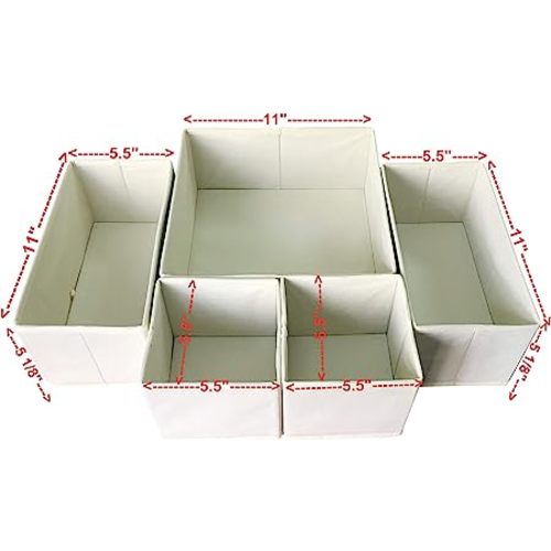 Sodynee Foldable Cloth Storage Box Closet Dresser Drawer Organizer Cube Basket Bins Containers Divider with Drawers for Underwear, Bras, Socks, Ties, Scarves, 6 Pack, Beige