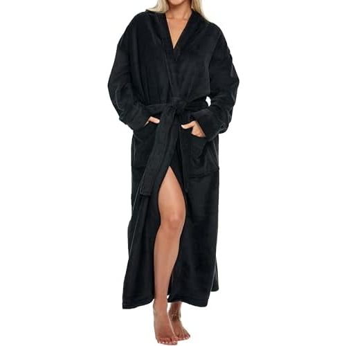 Alexander Del Rossa Womens Robe, Long Plush Bathrobe with Hood, Hooded Robes for Women Plus Size Bath Robe