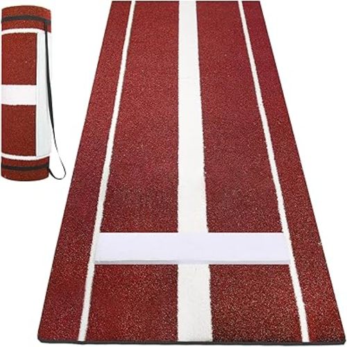 Softball Pitching Mat - 10' X 3' Indoor/Outdoor Training Aid with Pitching Mound - Ideal for Skill Development & Practice - High Traction, Premium EVA Pitching Mound-Green/Red