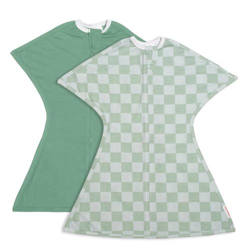 SleepingBaby Zipadee-Zip Transition Swaddle - Cozy Baby Swaddle Blanket with Zipper Convenience - Roomy Wearable Blanket for Easy Diaper Changes - Greens, X-Small (3-6 Month) - 2 Pack