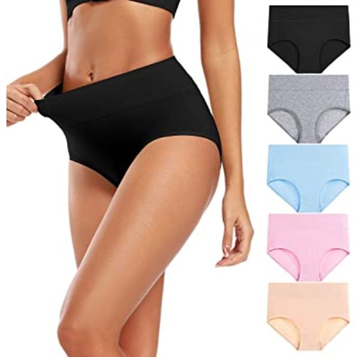 Molasus Women's Cotton Underwear High Waisted Full Coverage Ladies Panties (Regular & Plus Size)