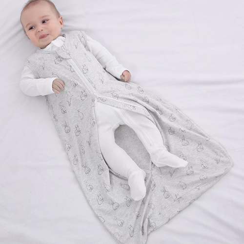 100% Organic Cotton 0.5tog Sleep Sack - Grey Rabbits – Owlivia