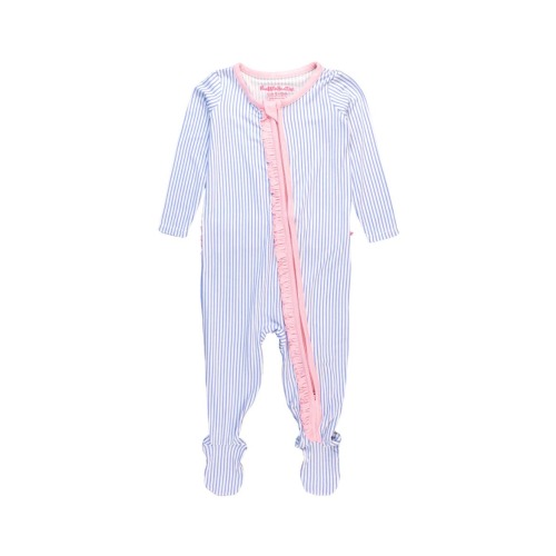 SoftSnooze Baby Girls Ruffle One Piece Footie Pajamas