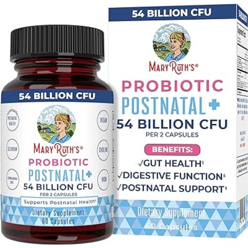 MaryRuth Organics Postnatal Probiotics for Breastfeeding Women | Nursing Probiotic Capsules with Vitamins | Minerals & Antioxidants | 54 Billion CFU | Non-GMO | Vegan | 30 Servings