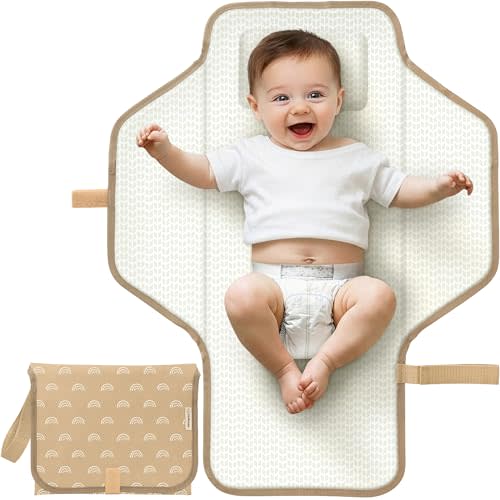 KeaBabies Portable Changing Pad for Baby, Travel Large 26x21 (Rainbow) | Wipeable, Waterproof Foldable Baby Diaper Changing Mat for Diaper Bag, Caddy, Car, Bed, Newborn, Compact Changer Mat Station