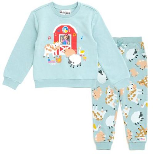 Ms. Rachel Toddler Girls Fleece Crossover Sweatshirt and Jogger Pants Outfit Set Baby Pink 2T