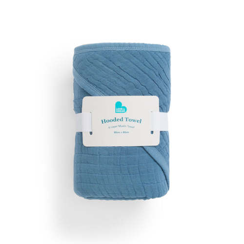 Hooded Towel Muslin Storm Blue