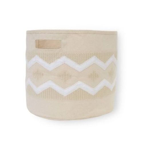 Crane Baby Cotton Canvas Storage Bin - Kendi Diamond: Round Shape, 13" x 12" Size