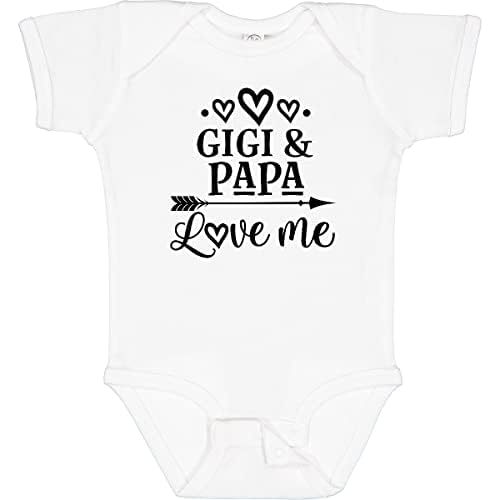 inktastic Gigi and Papa Love Me Baby Bodysuit