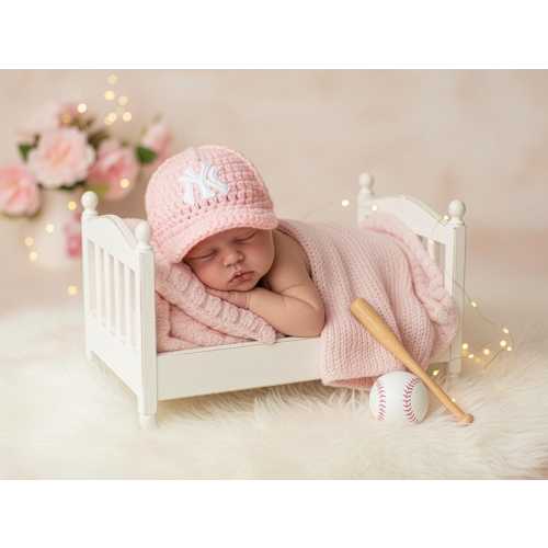NY Yankees Baby Hat: Knit Baseball Cap, Newborn Gift