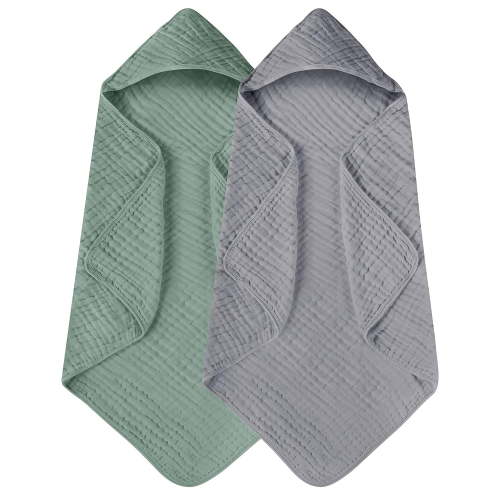 Yoofoss 100% Muslin Cotton Towels & Washcloths, Multicolor, 2 Count