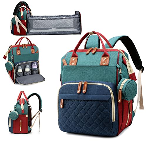 Diaper Bag, Backpack with Changing Station, Waterproof Baby Bag for Boys & Girls, USB Charging Port for Parents, Travel Backpack Baby Essentials & Lovely Baby Shower Gifts, RGB