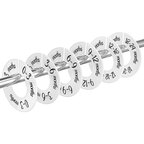 Baby Closet Dividers Unisex Round Baby Clothes Dividers Nursery Closet Organizer Decor Double-Sided Fits Most Rods 6 Pcs