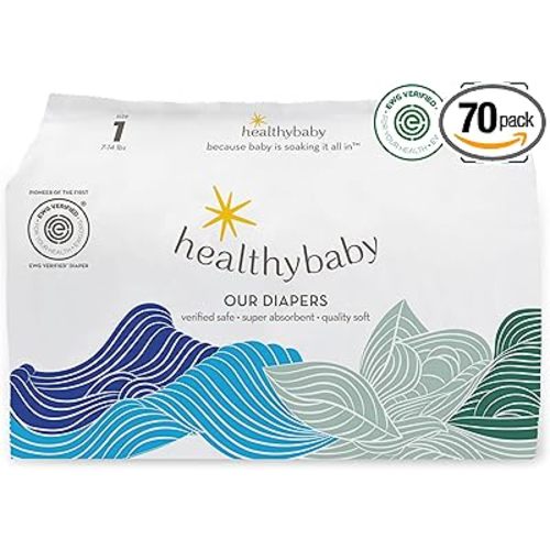 Our Diapers | The First EWG Verified & Microbiome-Friendly Diaper | 12-Hour Leak Protection | Made with Organic Cotton & Plant-Derived Materials | Totally Chlorine Free | Size 1 (7-14 lbs) 70 Count