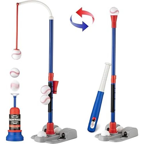 Adjustable T-Ball Set for Kids 3-8 | Outdoor Baseball Toy with Bat, Ball & Tee | Sports Gift for Toddlers & Boys in Backyards