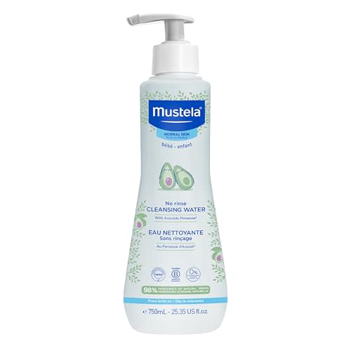 Mustela Baby Cleansing Water - No-Rinse Micellar Water - with Natural Avocado & Aloe Vera - for Baby's Face, Body & Diaper - 1 or 2-Pack - Various Sizes