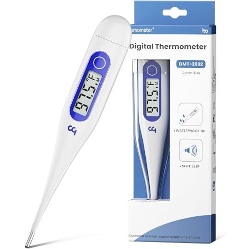 Femometer Thermometer for Adults and Kids, Digital Thermometer with Fever Alert, Memory Recall, C/F Switchable, for Oral, Rectal or Under Arm Use, Klein Blue