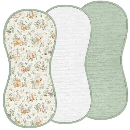 Hahafelt 3 Pcs Baby Changing Pad Liners,Woodland,Green | Compatible with Peanut Changer, Organic Cotton Cover, Waterproof Backing, Washable Reusable, Warm Soft for Baby