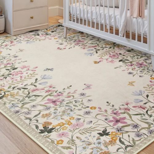 Solene Modern Blooming Floral Garden Beige Area Rug - Lahome