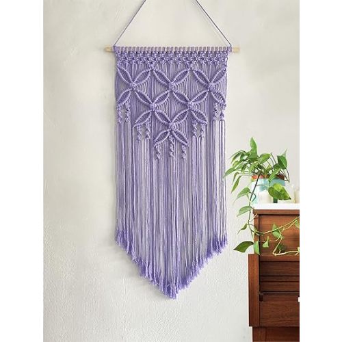 Handmade Cotton Home Decor Macrame Wall Hanging Purple